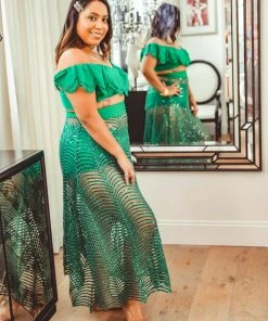 MOS Emerald Sequin Webbed Skirt Bottoms 19 MOS Emerald Sequin Webbed Skirt Bottoms