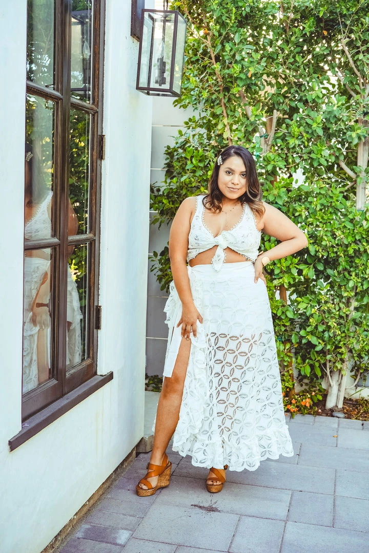 Waimari White Ruffle Lace Skirt Bottoms 4 Waimari White Ruffle Lace Skirt Bottoms