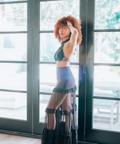 MOS Black & Gold Ruffle Skirt