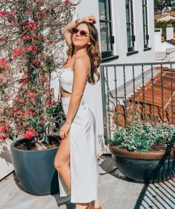 EastNWest Label Pastel Sage Skirt With Side Slit Bottoms