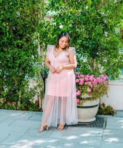 Pho Dresses Blush Pink Ruffled Tulle Dress