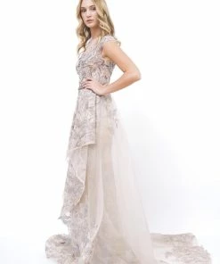 Hermz Dresses Beaded Gown With Removable Tulle Skirt