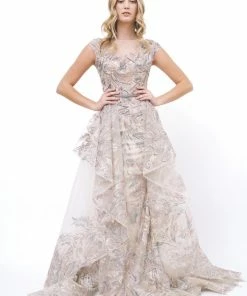 Hermz Dresses Beaded Gown With Removable Tulle Skirt
