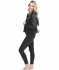 Q2 Black Fringe Moto Jacket