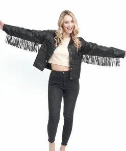Q2 Black Fringe Moto Jacket