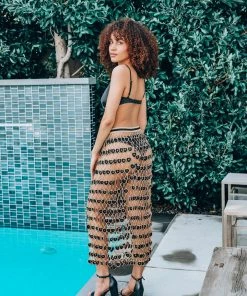 Beachy Side Black & Gold Crochet Skirt