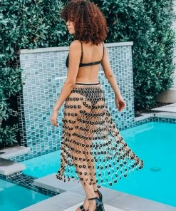 Beachy Side Black & Gold Crochet Skirt