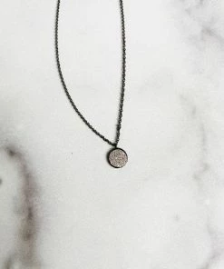 Be-Je Designs Accessories Black Pave Disk Necklace