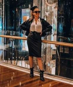 Q2 Black Fringe Moto Jacket