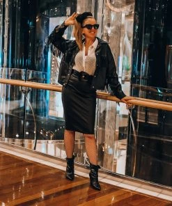 Q2 Black Fringe Moto Jacket