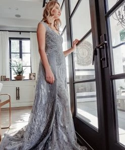 Hermz Blue Embroidered Gown