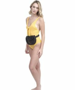 Guadalupe LLC Accessories Black Woven Belt Bag