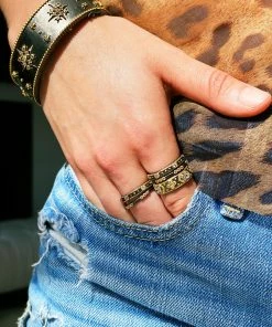 Be-Je Designs Black & Gold Stacking Rings Accessories