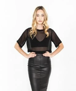 EastNWest Label Black Sheer Crop Top Basics