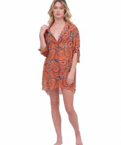 Triya Tops Orange Paisley Button Up Top 11 Triya Tops Orange Paisley Button Up Top
