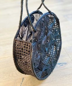 Guadalupe LLC Woven Round Black Purse