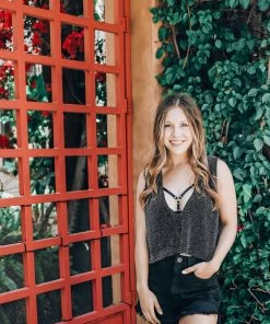 EastNWest Label Black Sparkle Sleeveless Crop Top Tops