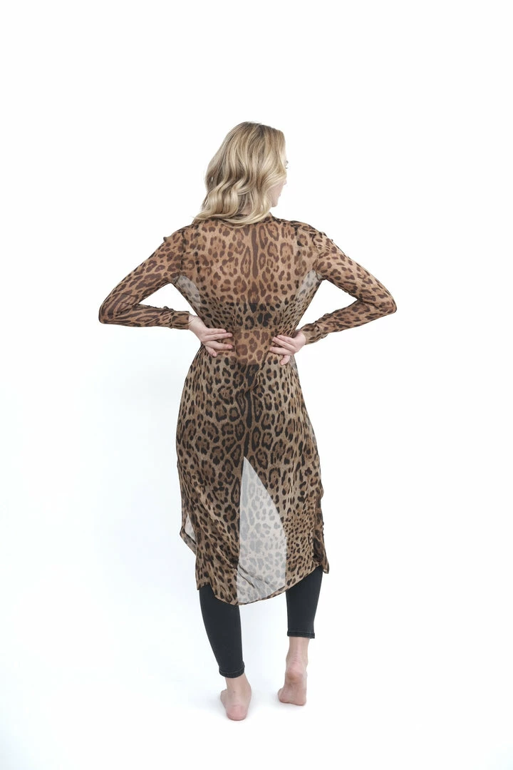 Samantha Eng Leopard Chiffon Long Sleeve Duster Tops 10 Samantha Eng Leopard Chiffon Long Sleeve Duster Tops