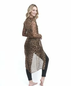 Samantha Eng Leopard Chiffon Long Sleeve Duster Tops 15 Samantha Eng Leopard Chiffon Long Sleeve Duster Tops