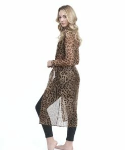 Samantha Eng Leopard Chiffon Long Sleeve Duster Tops 16 Samantha Eng Leopard Chiffon Long Sleeve Duster Tops