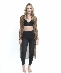 Samantha Eng Leopard Chiffon Long Sleeve Duster Tops 13 Samantha Eng Leopard Chiffon Long Sleeve Duster Tops