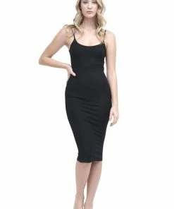 Samantha Eng Black Cami Midi Dress Basics