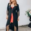 EastNWest Label Outerwear Black Fringe Duster