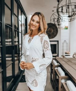 Taj Long Sleeve White Dress