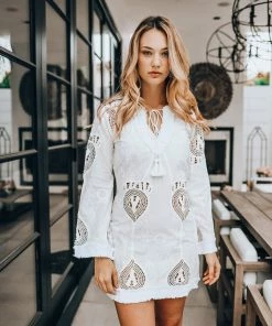 Taj Long Sleeve White Dress