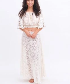 Z&L Cream Button Up Lace Skirt Bottoms 11 Z&L Cream Button Up Lace Skirt Bottoms