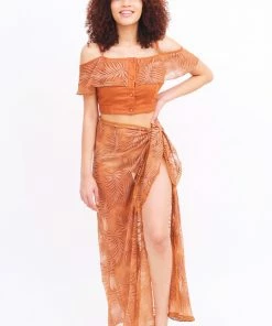 MOS Copper Palm Leaf Ruffle Top