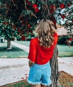 EastNWest Label Tops Star Mesh T-Shirt Red