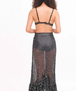 EastNWest Label Tops Black Crochet & Mirror Tie Top