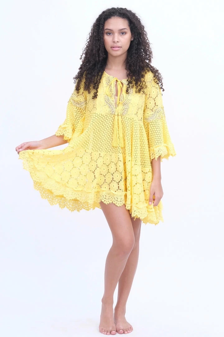 Pho Dresses Yellow Lace Coverup Dress 6 Pho Dresses Yellow Lace Coverup Dress