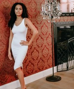 Samantha Eng White Asymmetrical Ruched Dress Basics 14 Samantha Eng White Asymmetrical Ruched Dress Basics