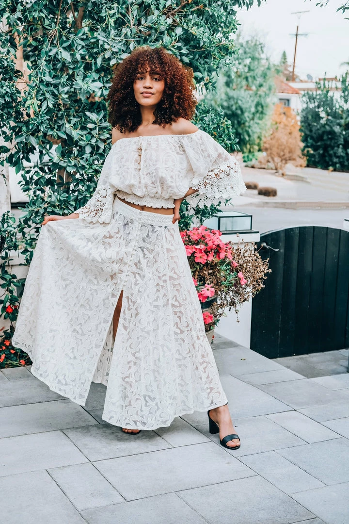 Z&L Cream Button Up Lace Skirt Bottoms 3 Z&L Cream Button Up Lace Skirt Bottoms