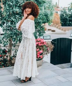 Z&L Cream Button Up Lace Skirt Bottoms