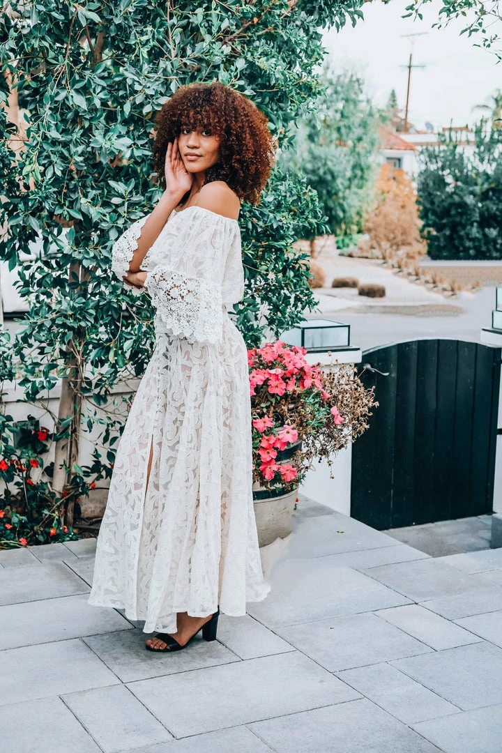 Z&L Cream Button Up Lace Skirt Bottoms 4 Z&L Cream Button Up Lace Skirt Bottoms