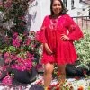 Pho Dresses Red Lace Coverup Dress