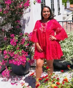 Pho Dresses Red Lace Coverup Dress