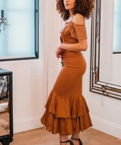 MOS Copper Palm Leaf Ruffle Top