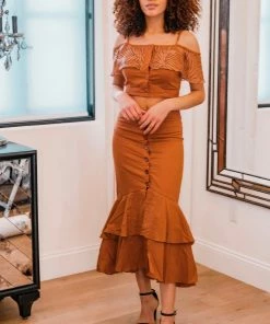 MOS Copper Palm Leaf Ruffle Top