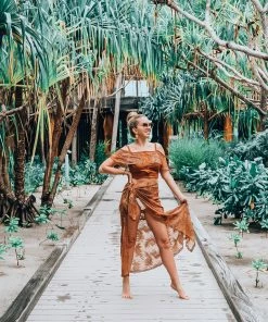 MOS Copper Palm Leaf Ruffle Top