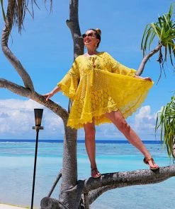 Pho Dresses Yellow Lace Coverup Dress