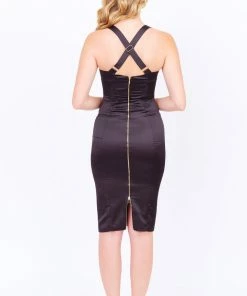 Murmur Silky Bodycon Dress In Black