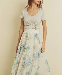 Dress Forum Floral Pleated Midi Skirt Bottoms
