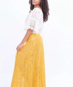 Z&L Mustard Button Up Lace Skirt 12 Z&L Mustard Button Up Lace Skirt