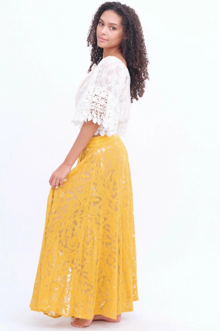 Z&L Mustard Button Up Lace Skirt 7 Z&L Mustard Button Up Lace Skirt
