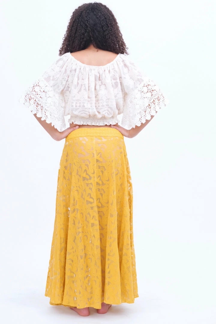 Z&L Mustard Button Up Lace Skirt 8 Z&L Mustard Button Up Lace Skirt