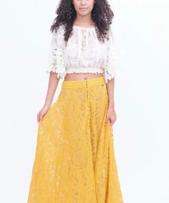 Z&L Mustard Button Up Lace Skirt 10 Z&L Mustard Button Up Lace Skirt